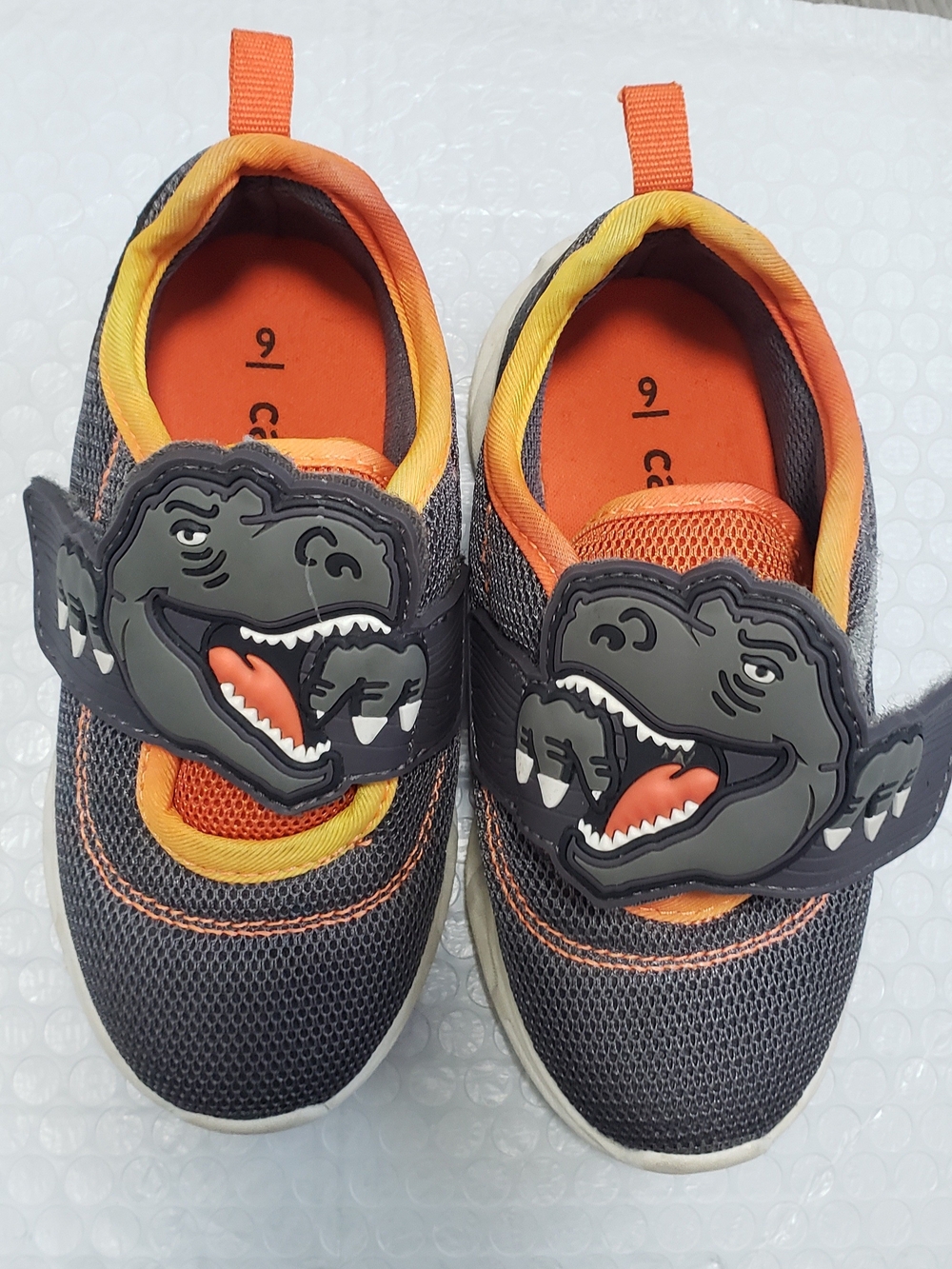 Carter's Gray & Orange Dinosaur Sneakers